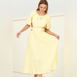 Butter Yellow Cutout Midi Dress